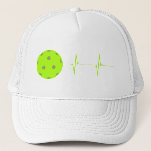 Pickleball Heartbeat Baseball Hat - Green Truckerkappe (Vorderseite)