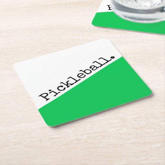 PICKLEBALL, hellgrün, weißer, schlanker Farbblock Rechteckiger Pappuntersetzer (angewinkelt)