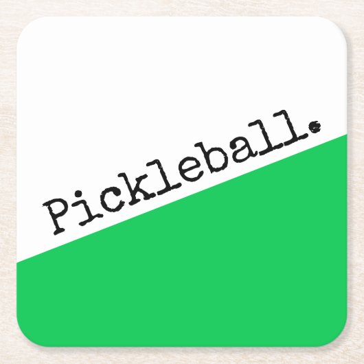 PICKLEBALL, hellgrün, weißer, schlanker Farbblock Rechteckiger Pappuntersetzer (Vorderseite)