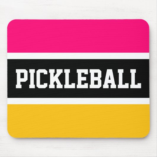 PICKLEBALL Hellrosa Schwarz-weiße Streifen Mousepad (Vorne)