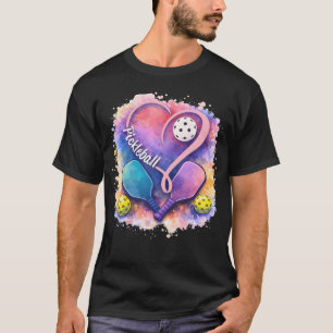 Pickleball Herz Buntes Paddle und Ball Für T-Shirt