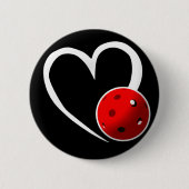 Pickleball Herz Valentine Liebe Rotes Schwarzes Sc Button (Vorderseite)