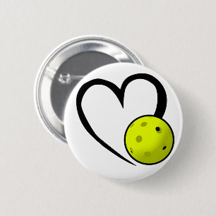 Pickleball Herz Valentine Liebe Schwarz-Gelb Button