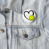 Pickleball Herz Valentine Liebe Schwarz-Gelb Button (Beispiel)