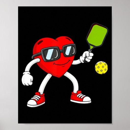 Pickleball Herz Valentinstag süße Liebe Poster (Vorne)