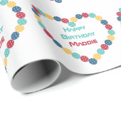 Pickleball-Herzen mit individuelle Name Geschenkpapier (Rolleneckpunkt)