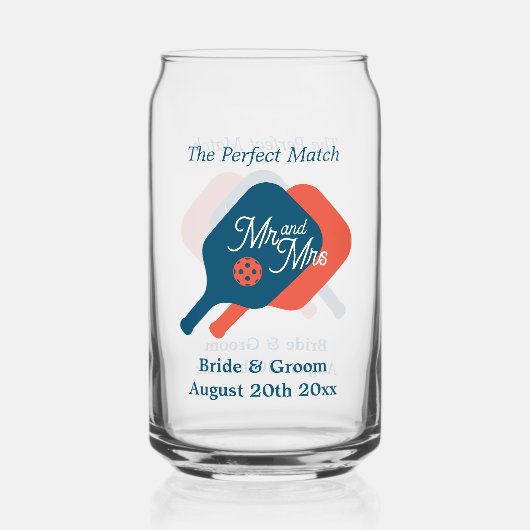 Pickleball Hochzeitsfeier kann Glas mit schicken L (Vorderseite)