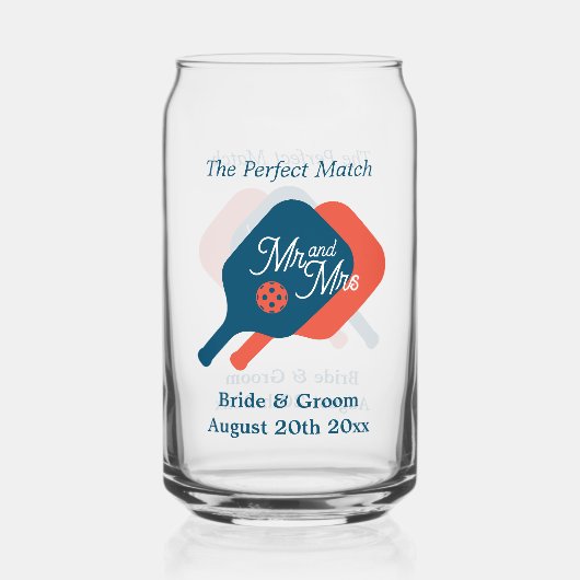 Pickleball Hochzeitsfeier kann Glas mit schicken L (Rückseite)