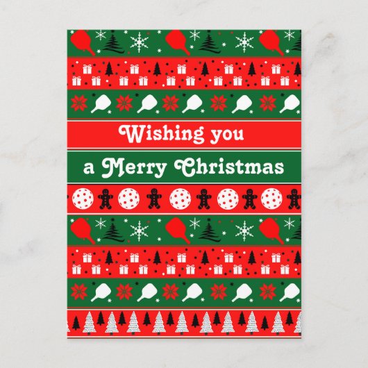 Pickleball Holiday Cheer Feiertagspostkarte (Vorderseite)