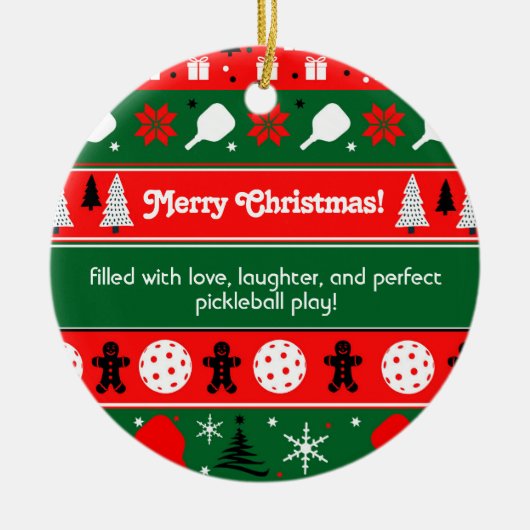Pickleball Holiday Cheer Keramik Ornament (Vorne)