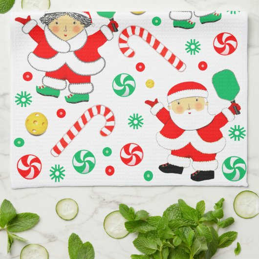 Pickleball Holiday Geschenk Geschirrtuch (Gefaltet)