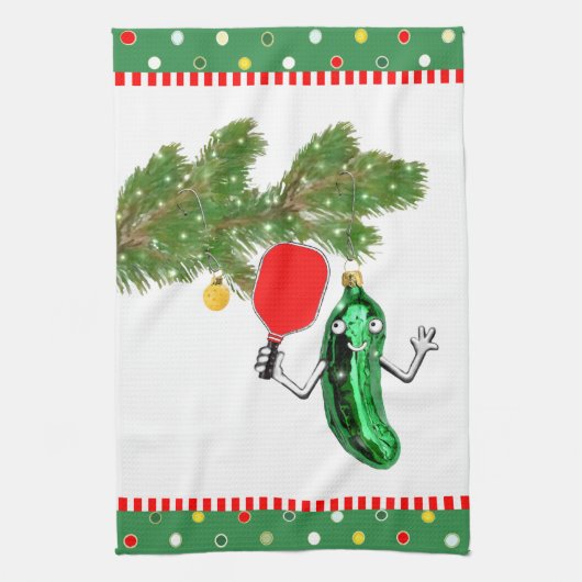 Pickleball Holiday Geschenke Geschirrtuch (Vertikal)