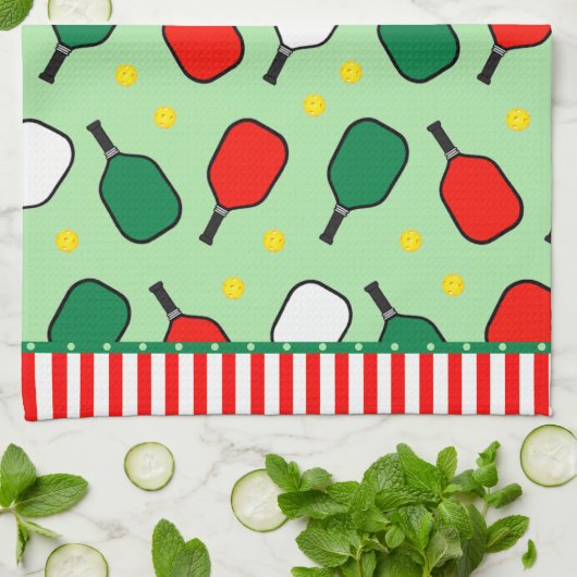 Pickleball Holiday Geschirrtuch (Gefaltet)