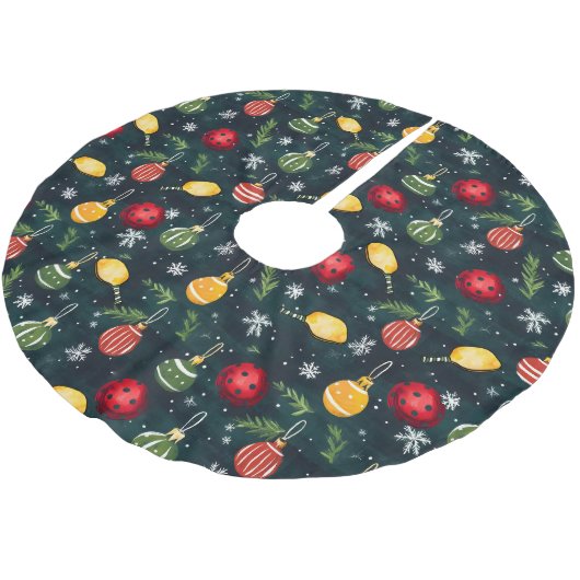 Pickleball Holiday Kundgebung Polyester Weihnachtsbaumdecke (Schrägansicht)