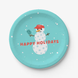 Pickleball Holiday Party Humorvolle Snowman Plate Pappteller