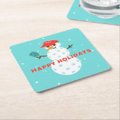 Pickleball Holiday Party Humurer Snowman Rechteckiger Pappuntersetzer (angewinkelt)