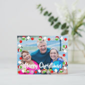 Pickleball Holiday Photo Frame Merry Christmas Postkarte (Stehend Vorderseite)