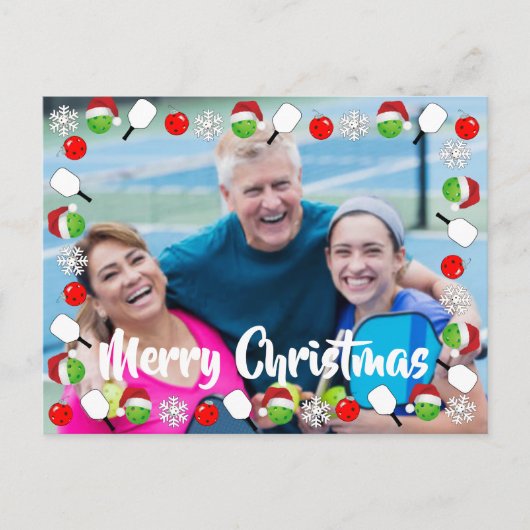 Pickleball Holiday Photo Frame Merry Christmas Postkarte (Vorderseite)