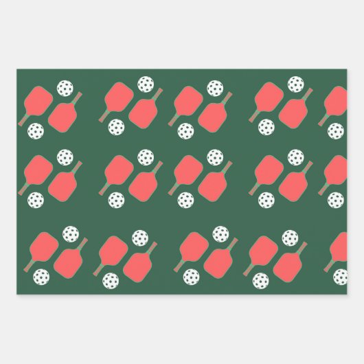 Pickleball Holiday Wrapping Paper Geschenkpapier Set (Vorderseite 3)