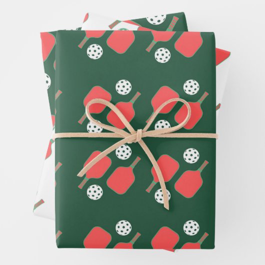 Pickleball Holiday Wrapping Paper Geschenkpapier Set (Beispiel)