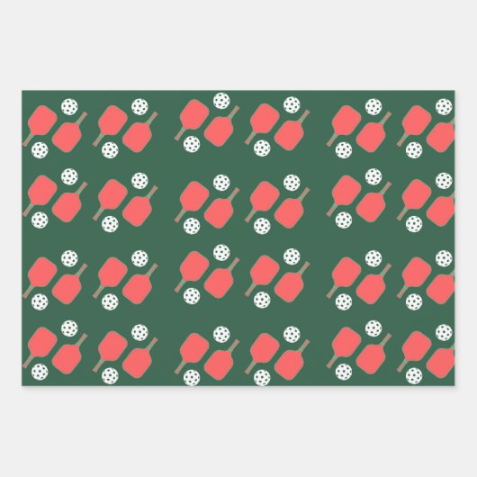 Pickleball Holiday Wrapping Paper Geschenkpapier Set (Vorderseite)