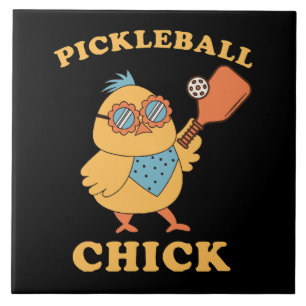 Pickleball Huhn - retro Fliese