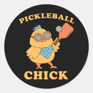 Pickleball Huhn - retro Runder Aufkleber