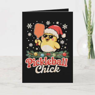Pickleball Huhn Weihnachtsmann Hut Sonnenbrille We Karte