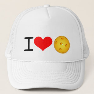 Pickleball Hut: "Ich Liebe Pickleball" (Weiß) Truckerkappe