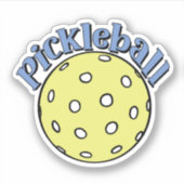 Pickleball in Blau mit gelbem Ball Aufkleber (Vorderseite)