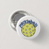 Pickleball in Blau mit gelbem Ball Button (Vorne & Hinten)