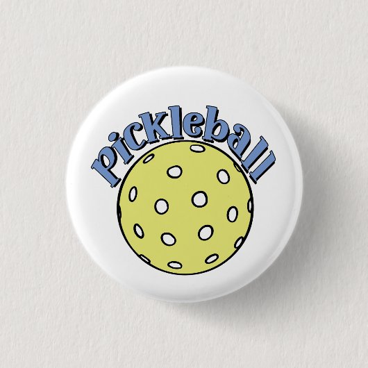 Pickleball in Blau mit gelbem Ball Button (Vorderseite)