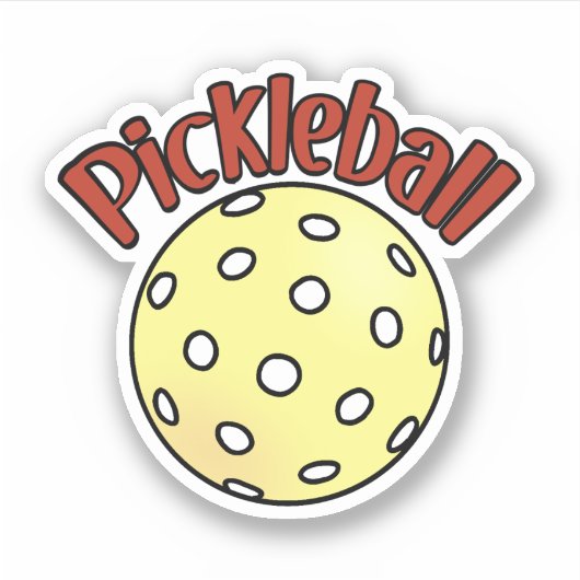 Pickleball in Rot mit Gelber Ball Aufkleber (Vorderseite)