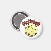 Pickleball in Rot mit Gelber Ball Magnet (Vorderseite/Rückseite)