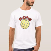 Pickleball in Rot mit Gelber Ball T-Shirt (Vorderseite)