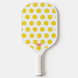 Pickleball Initials Yellow Polka Dot Sports Schläger