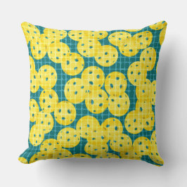 Pickleball ist Leben - Gelb auf Aquamarin Kissen