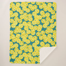 Pickleball ist Leben - Gelb auf Aquamarin Sherpadecke