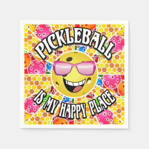 Pickleball ist mein glücklicher Ort - farbenfrohe  Serviette