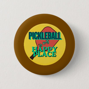 Pickleball ist mein glücklicher Ort Humor Knopf Button