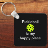 Pickleball ist mein glücklicher Platz Schlüsselanhänger (Vorderseite)