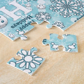 Pickleball Joy Christmas Ho Ho Ho Ho Snowballs Blu Puzzle (Seite)