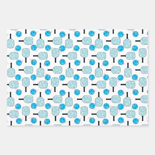 Pickleball Joy Christmas Party Blue White Ornament Geschenkpapier Set (Vorderseite)