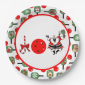 Pickleball Joy Christmas Party Red Green Paddles Pappteller (Vorderseite)