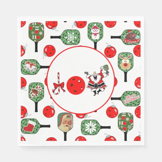 Pickleball Joy Christmas Party Red Green Paddles Serviette (Vorderseite)