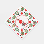 Pickleball Joy Christmas Party Red Green Paddles Serviette (Ecke)