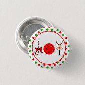 Pickleball Joy Christmas Party Rote Grüne Ornament Button (Vorne & Hinten)