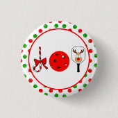 Pickleball Joy Christmas Party Rote Grüne Ornament Button (Vorderseite)