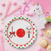 Pickleball Joy Christmas Party Rote Grüne Ornament Pappteller (Party)