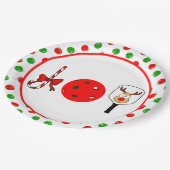 Pickleball Joy Christmas Party Rote Grüne Ornament Pappteller (Schrägansicht)